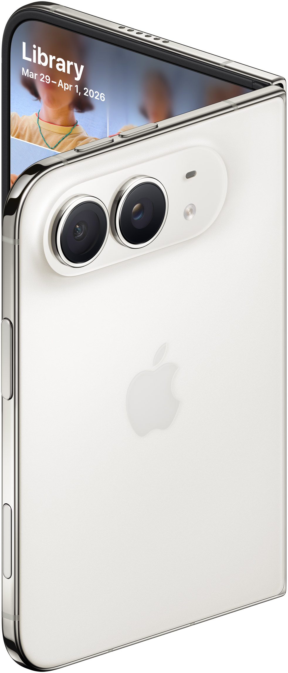 iPhone Duo, Star White, back showing the Dual Fusion camera plateau
